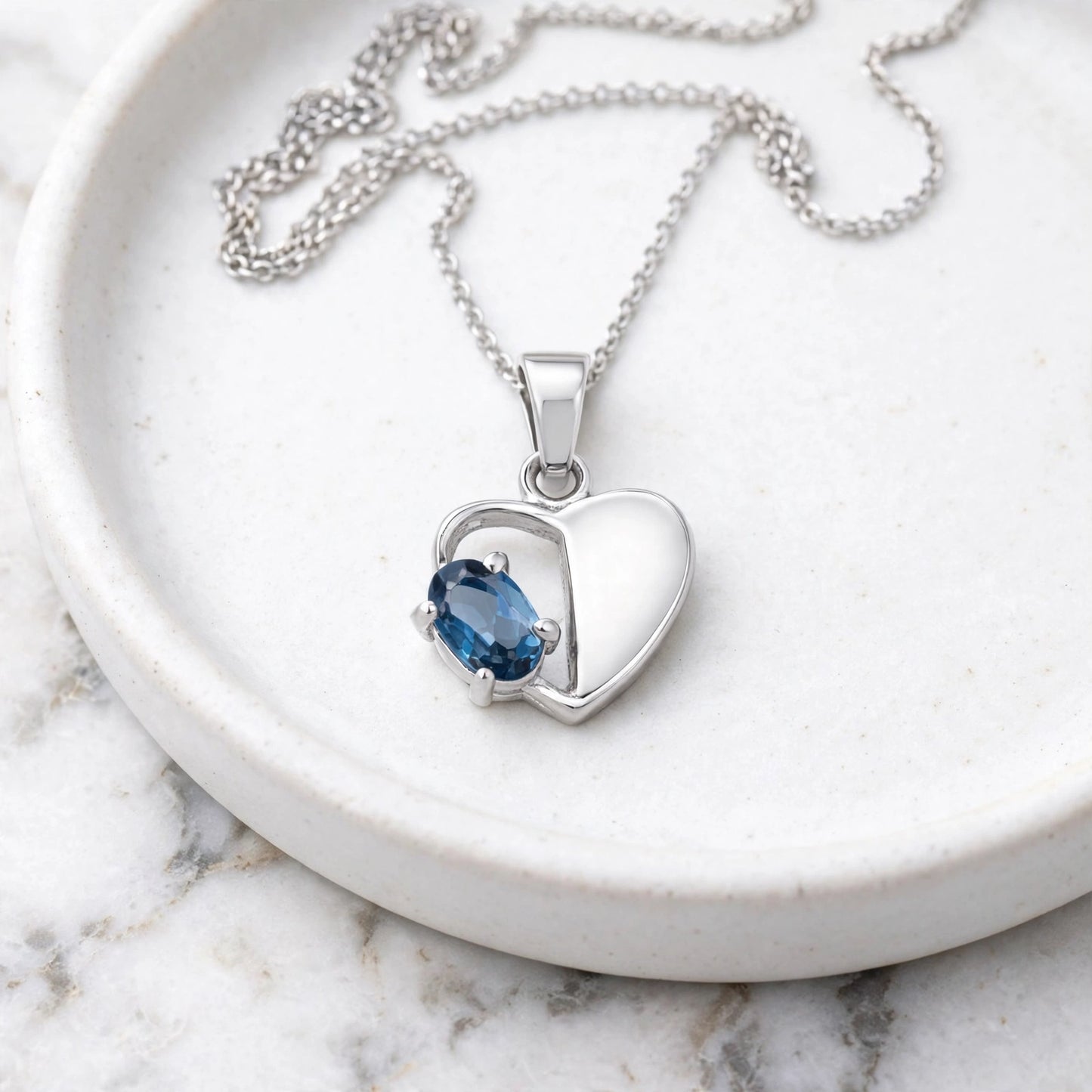 Heart Topaz Pendant Necklace in 925 Sterling Silver