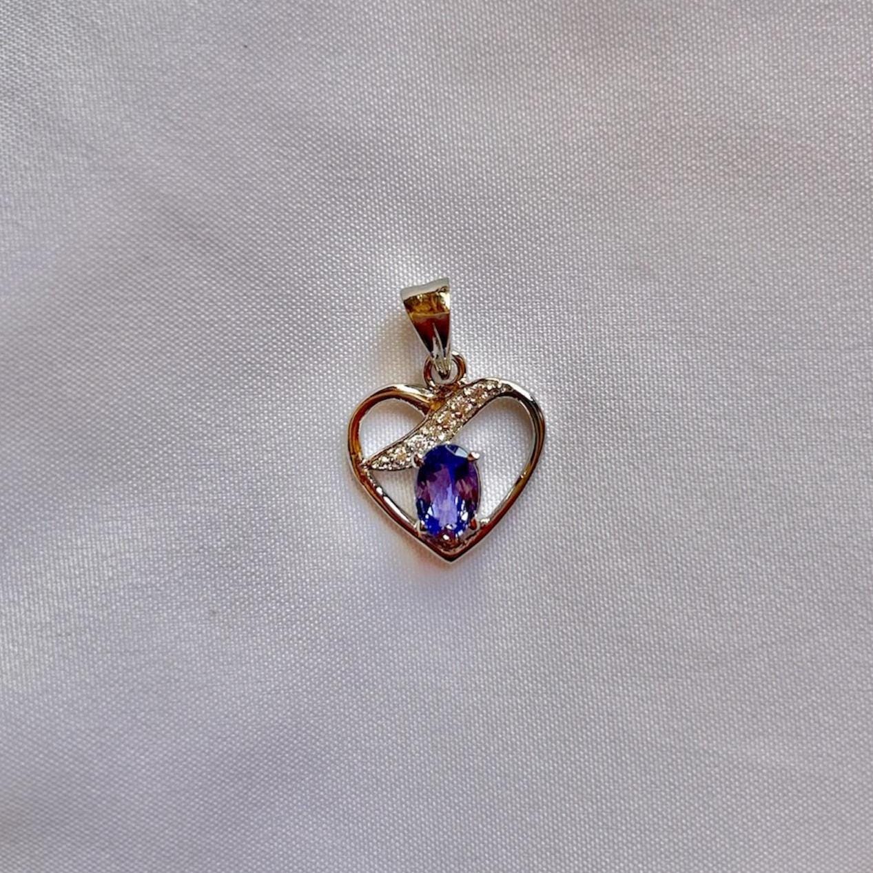 Tanzanite Heart Pendant Necklace: Sterling Silver December Birthstone