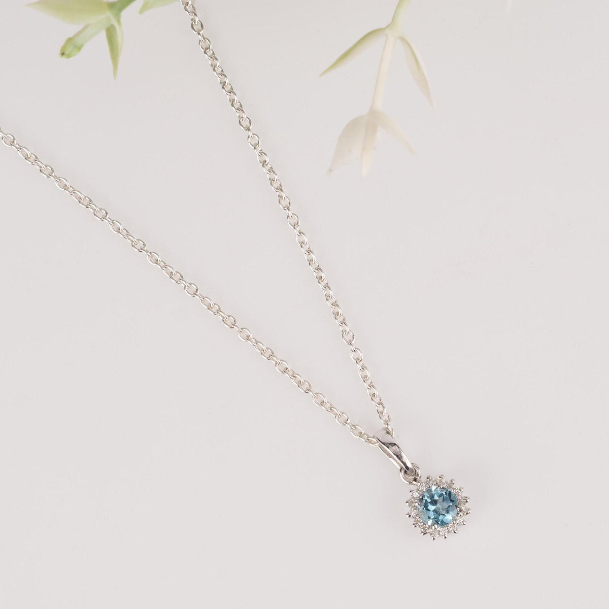 Oval Halo Gemstone Pendant - 925 Sterling Silver Birthstone Pendant Necklace