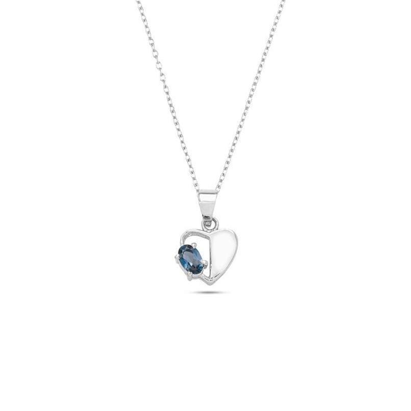 Heart Topaz Pendant Necklace in 925 Sterling Silver