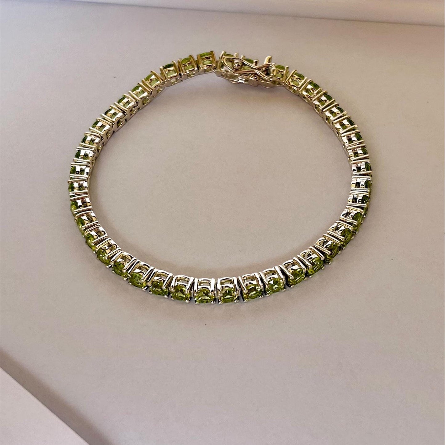 Peridot Tennis Bracelet: 925 Sterling Silver