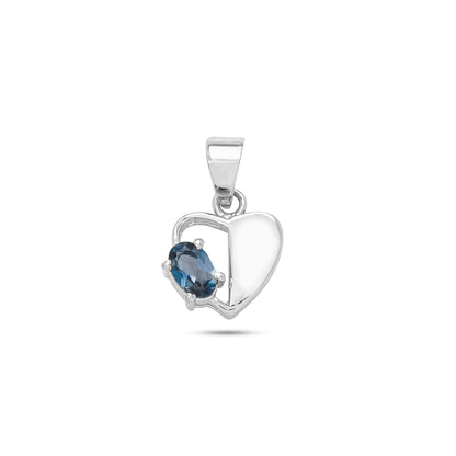 The Half Heart Gemstone Pendant – 925 Sterling Silver Necklace | Pink & Blue
