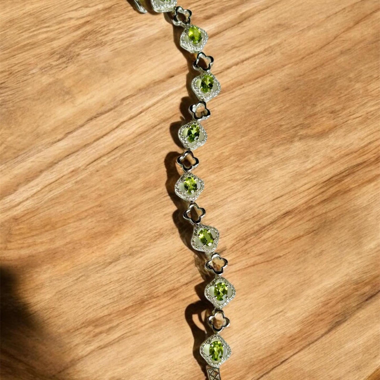 Natural Peridot Bracelet: 925 Sterling Silver