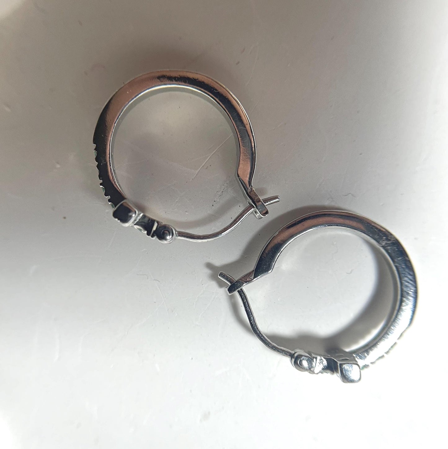 Sterling Silver Cross Hoop Statement Earrings | Natural Green Emerald Huggies Jewelry Gift For Women