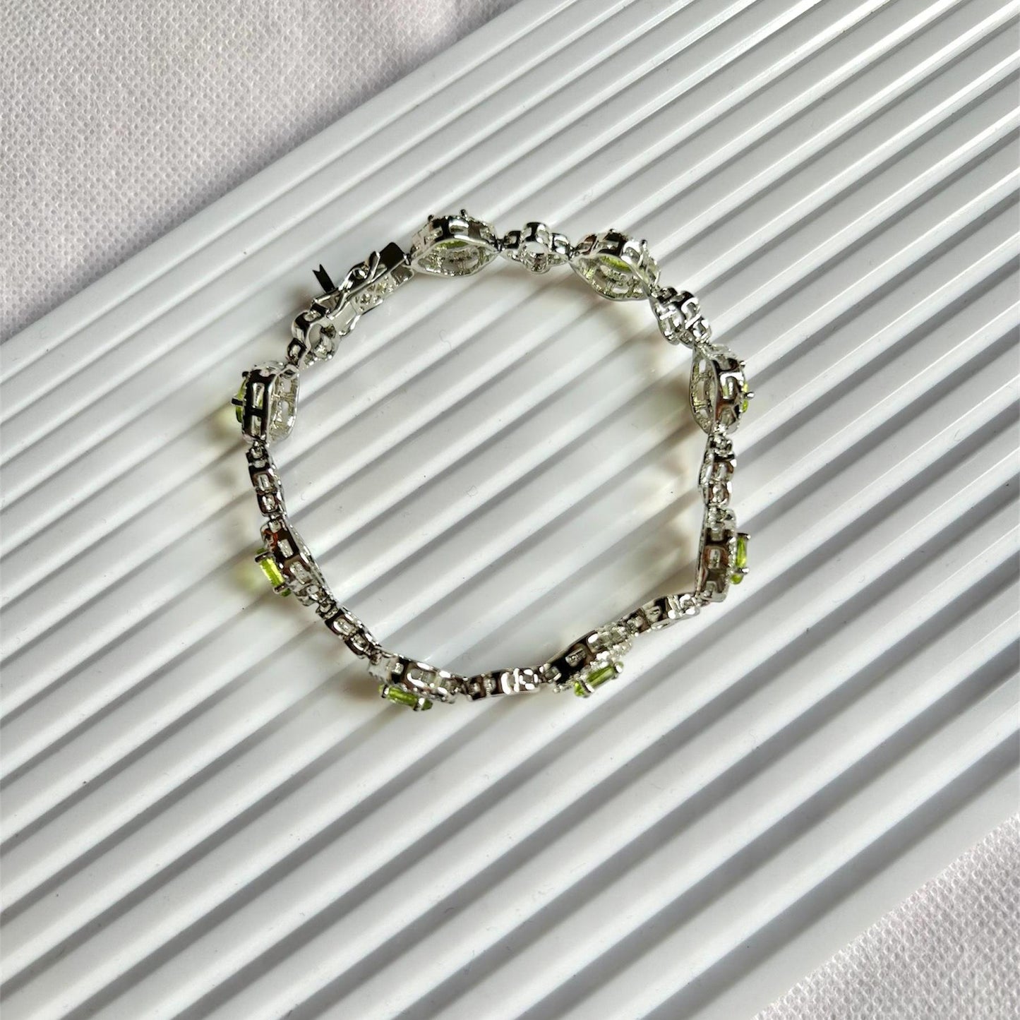 Natural Peridot Bracelet: 925 Sterling Silver