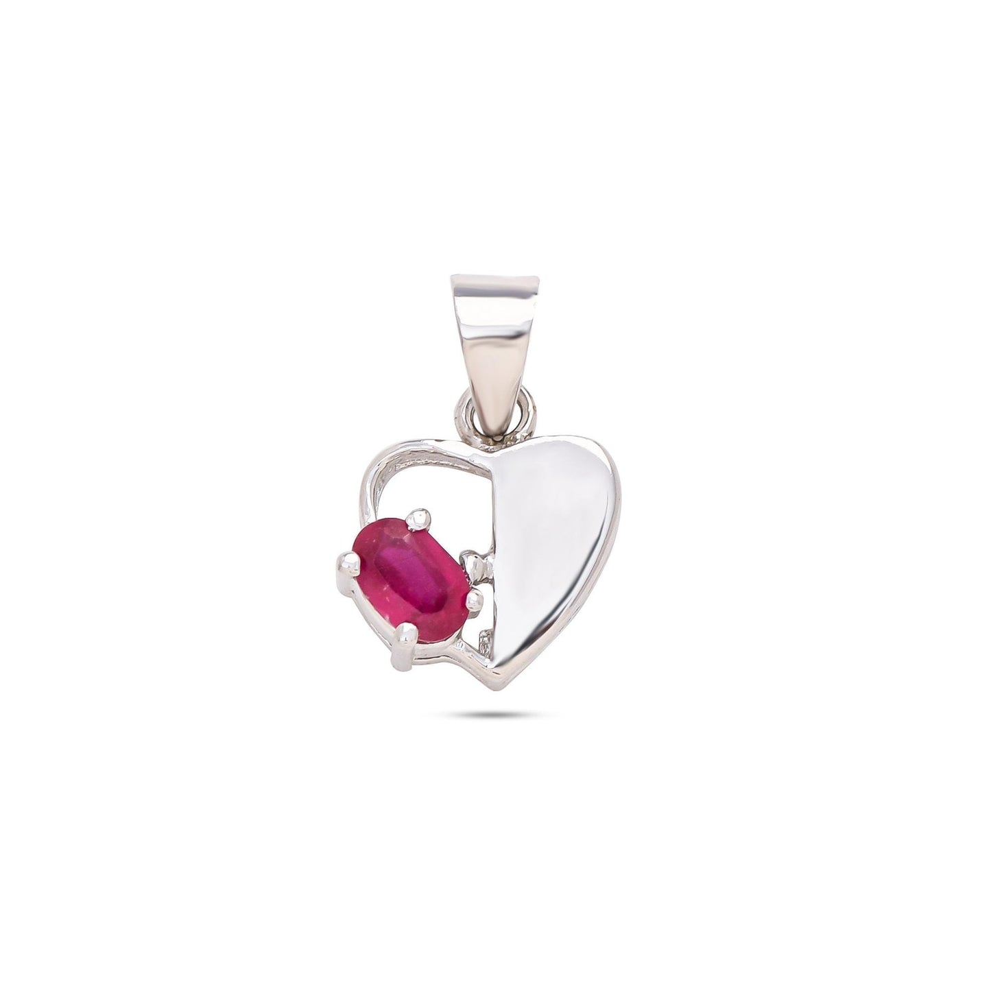Ruby Heart Pendant Necklace : 925 Sterling Silver