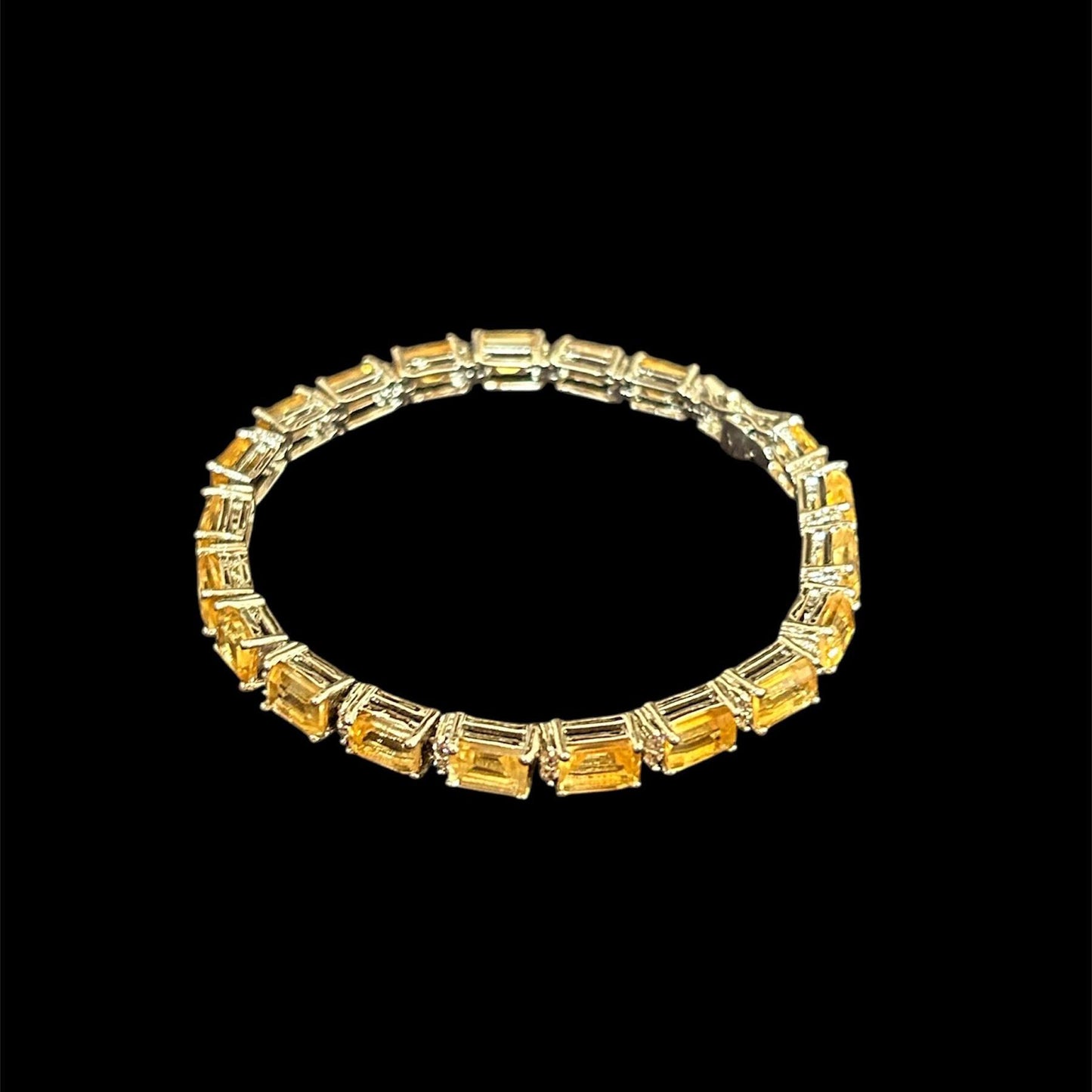 Natural Citrine Tennis Bracelet: 925 Sterling Silver
