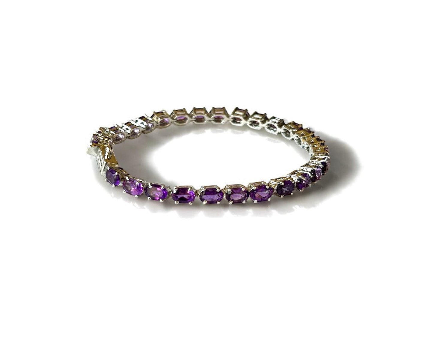 Amethyst Tennis Bracelet: 925 Sterling Silver
