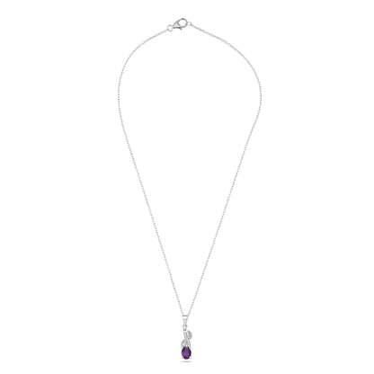 925 Sterling Silver Leaf Design Gemstone Pendant – Amethyst / Citrine