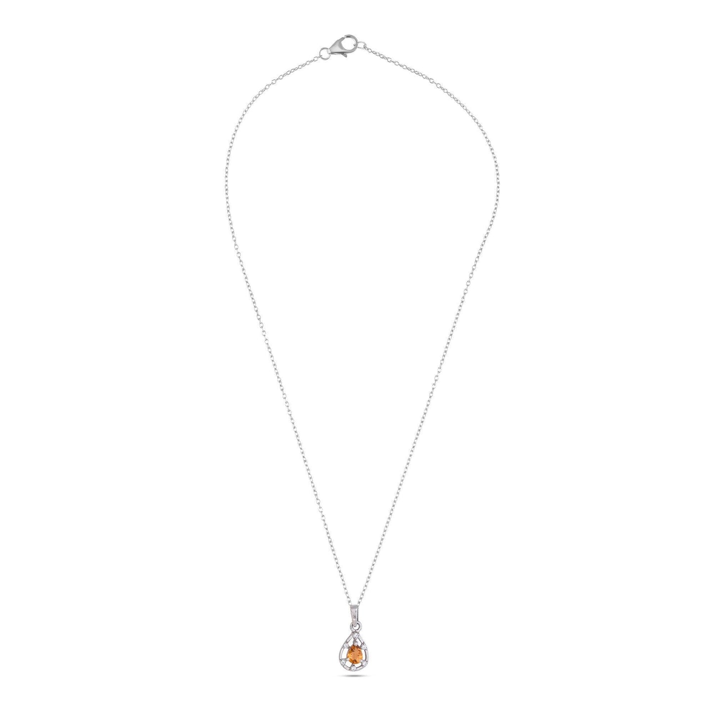 Pear Citrine Pendant Necklace: 925 Sterling Silver, November Birthstone
