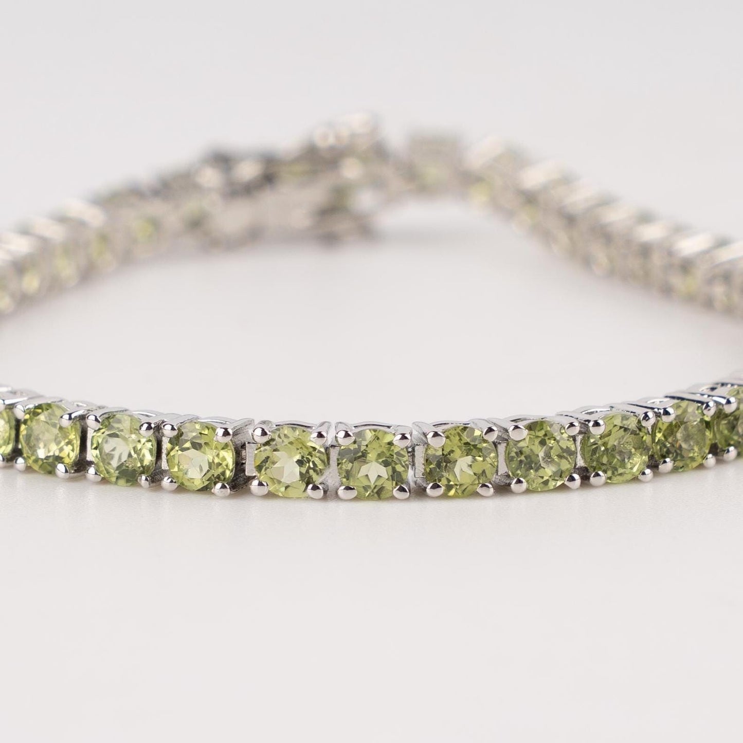 Peridot Tennis Bracelet: 925 Sterling Silver