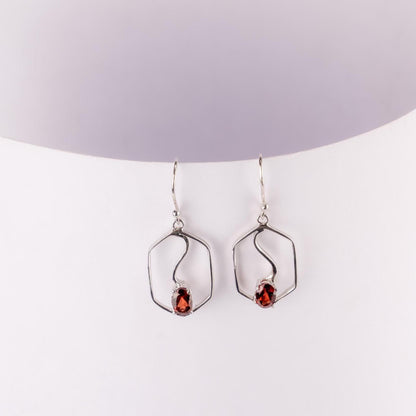 Natural Garnet Sterling Silver Earrings: January Birthstone Jewelry