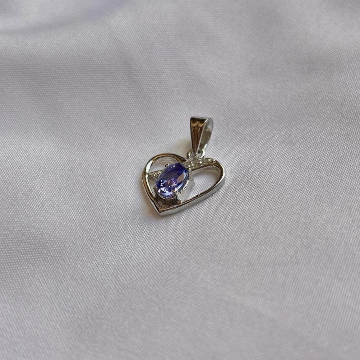 Tanzanite Heart Pendant Necklace: Sterling Silver December Birthstone