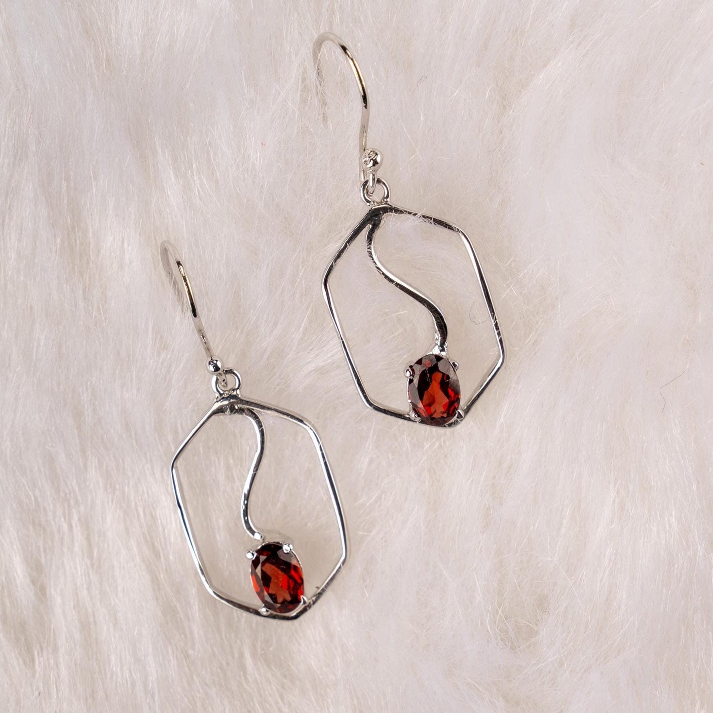 Natural Garnet Sterling Silver Earrings: January Birthstone Jewelry
