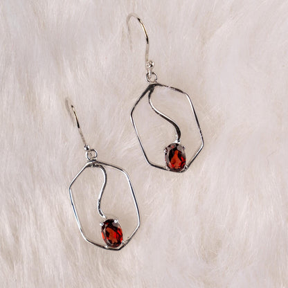 Natural Garnet Sterling Silver Earrings: January Birthstone Jewelry