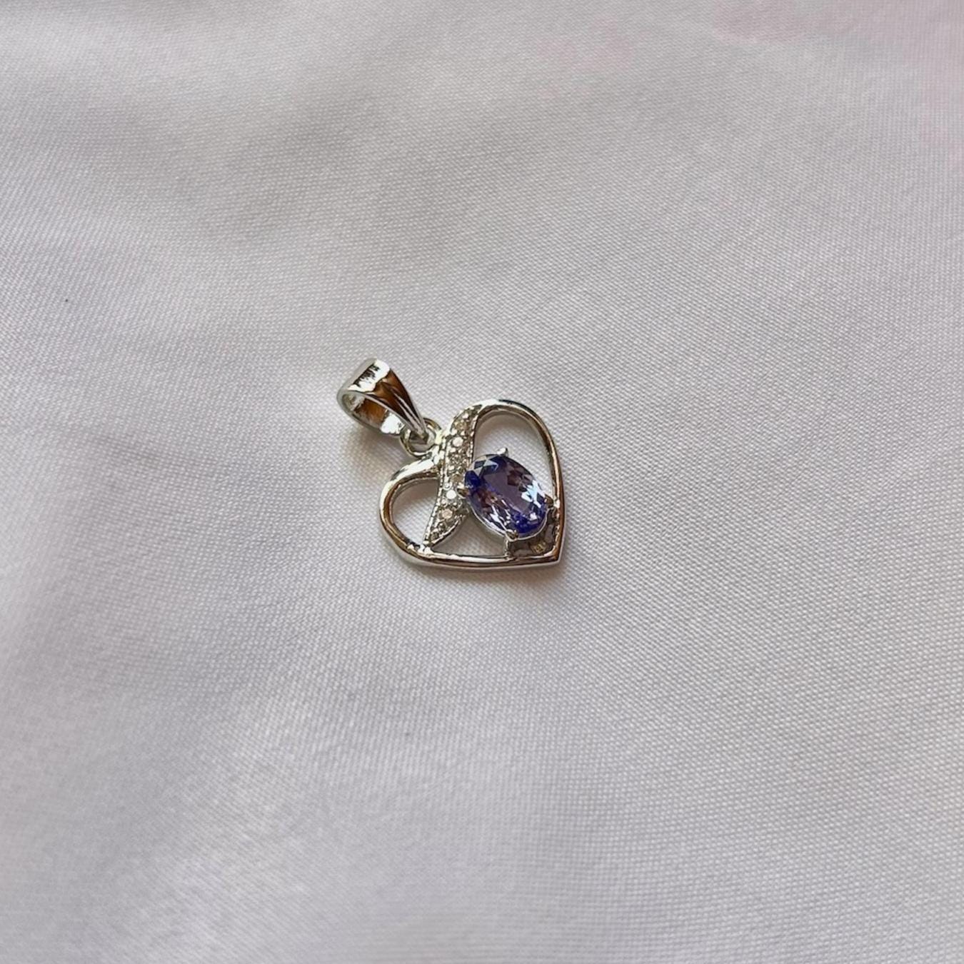 Tanzanite Heart Pendant Necklace: Sterling Silver December Birthstone