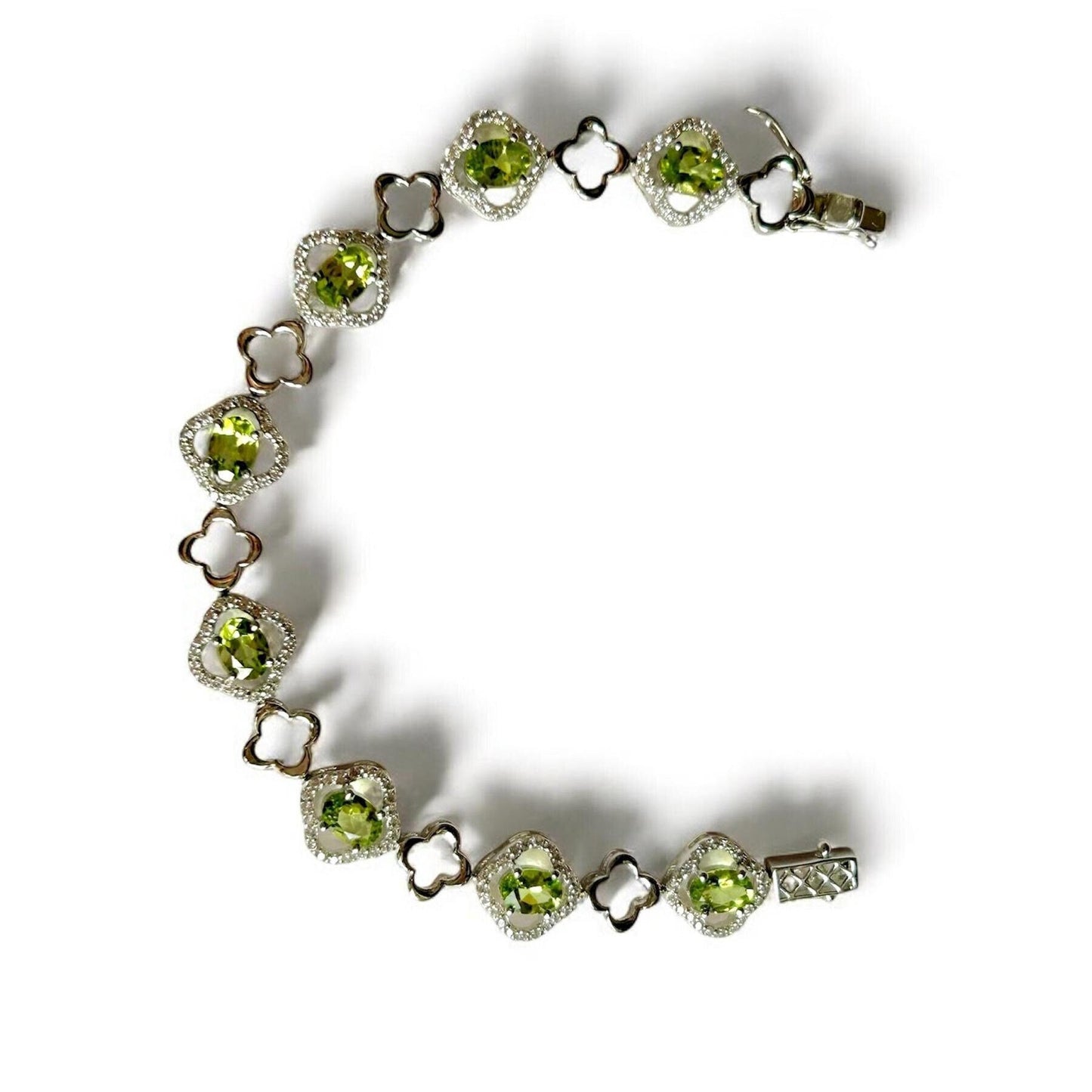 Natural Peridot Bracelet: 925 Sterling Silver