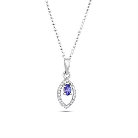 Natural Tanzanite Pendant necklace : 925 Sterling Silver Gift