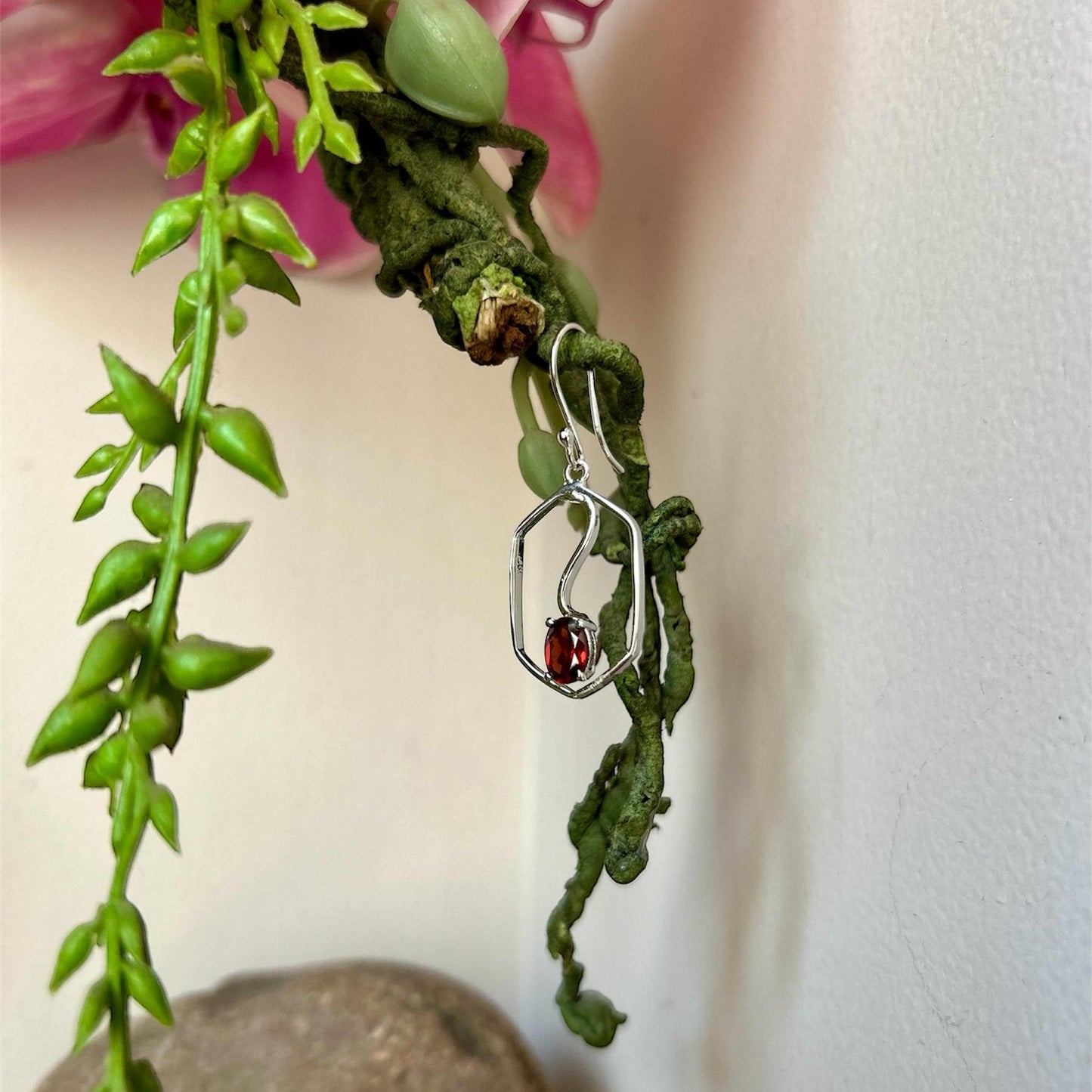 Natural Garnet Sterling Silver Earrings: January Birthstone Jewelry