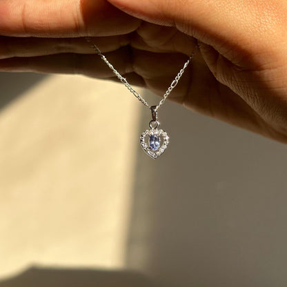 Tanzanite Heart Pendant Necklace: Sterling Silver December Birthstone