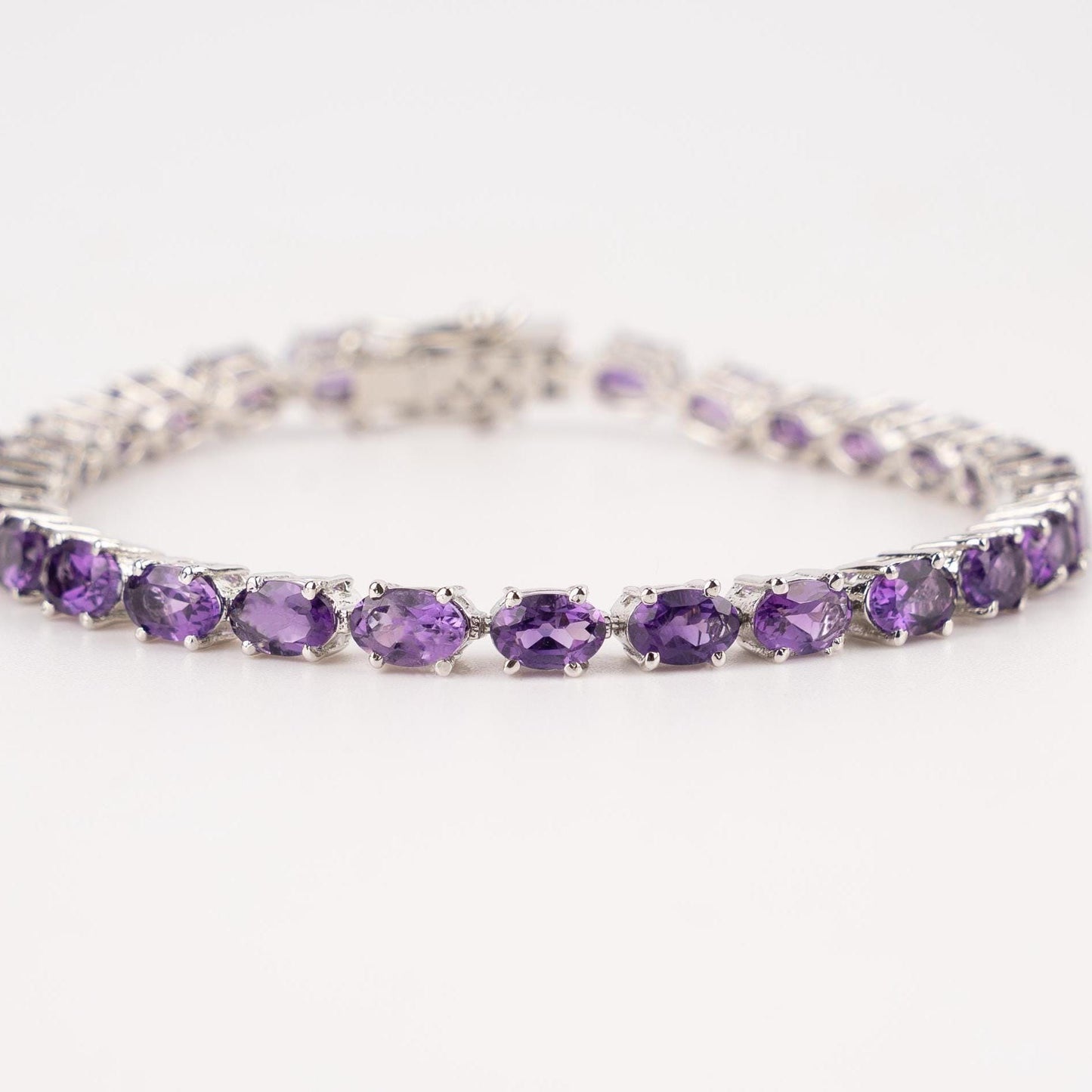 Amethyst Tennis Bracelet: 925 Sterling Silver