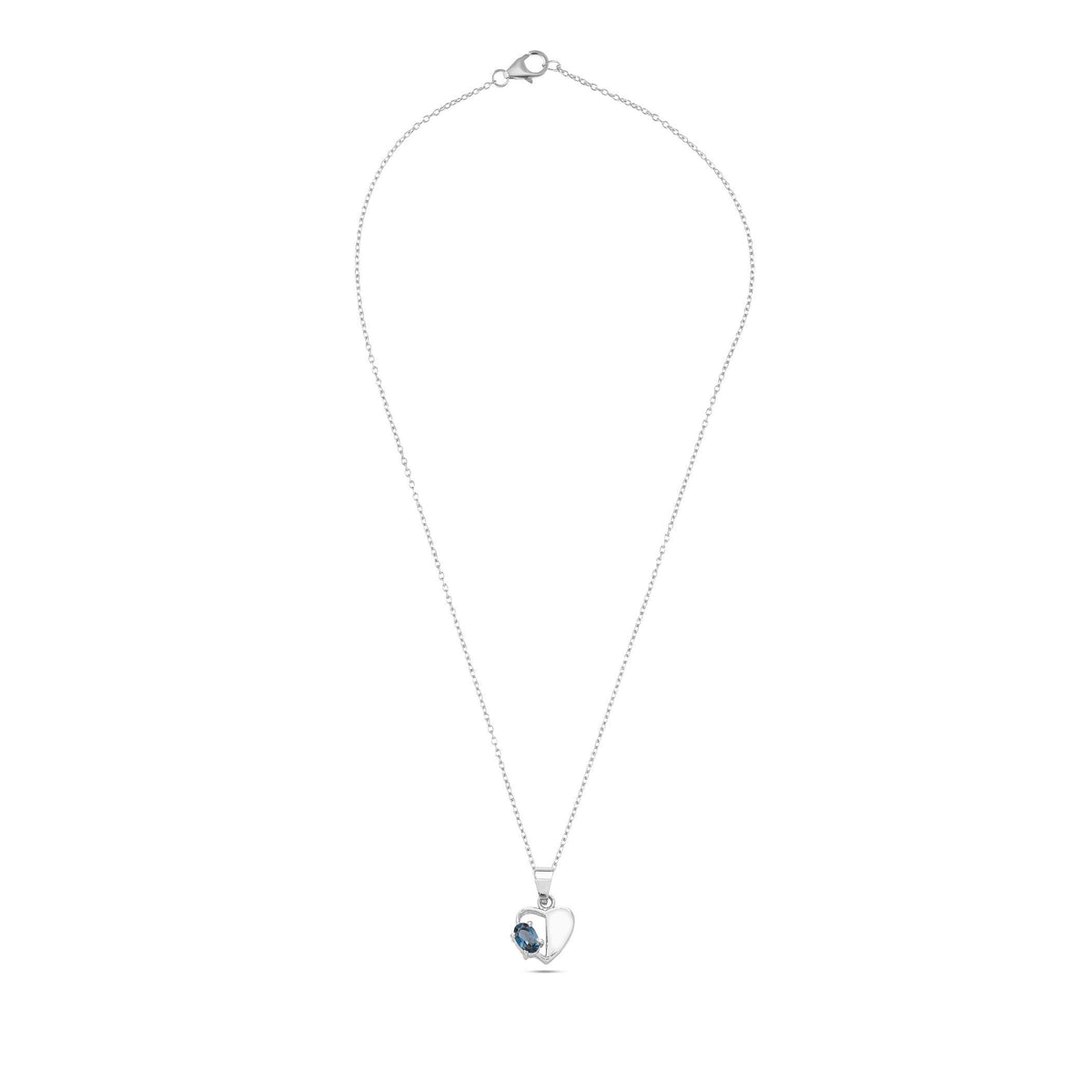 The Half Heart Gemstone Pendant – 925 Sterling Silver Necklace | Pink & Blue