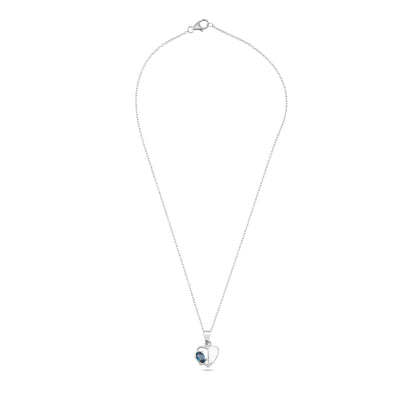 The Half Heart Gemstone Pendant – 925 Sterling Silver Necklace | Pink & Blue