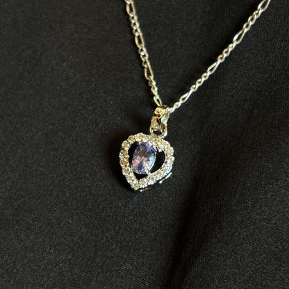 Tanzanite Heart Pendant Necklace: Sterling Silver December Birthstone