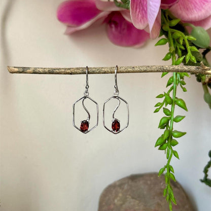 Natural Garnet Sterling Silver Earrings: January Birthstone Jewelry