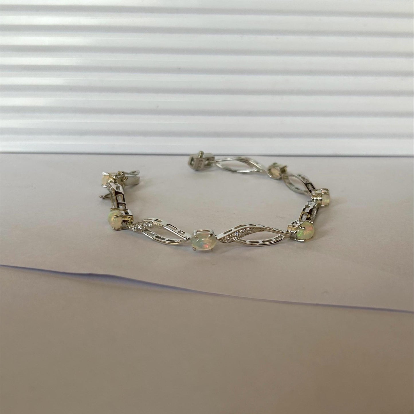 Ethiopian Opal Twist Chain Bracelet: 925 Sterling Silver