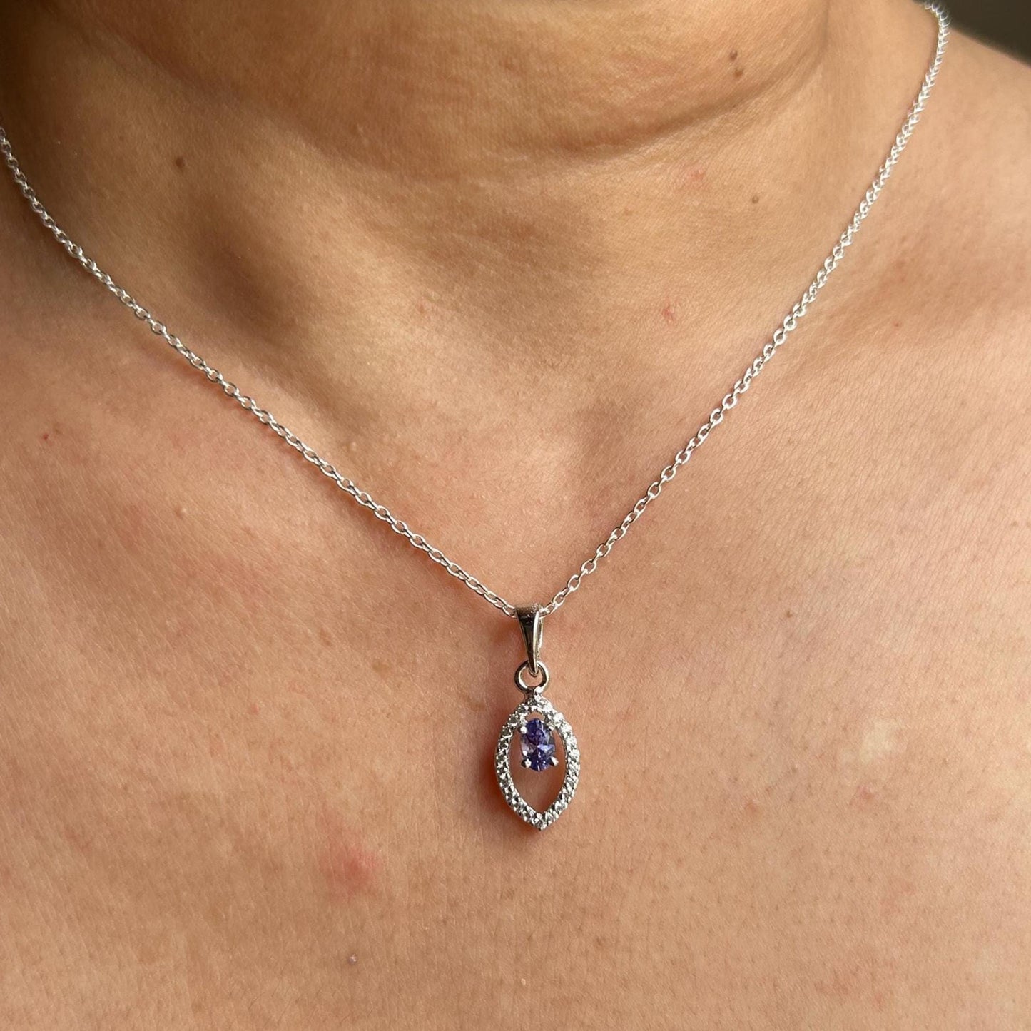 Natural Tanzanite Pendant necklace : 925 Sterling Silver Gift