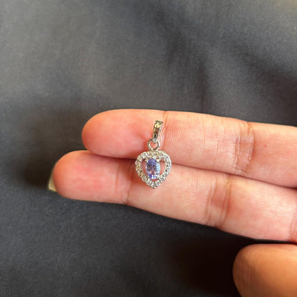 Tanzanite Heart Pendant Necklace: Sterling Silver December Birthstone