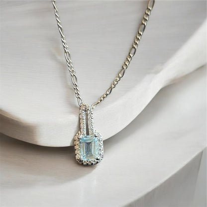 Dainty Emerald Cut Gemstone Necklace in 925 Sterling Silver