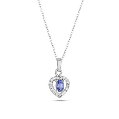 Tanzanite Heart Pendant Necklace: Sterling Silver December Birthstone