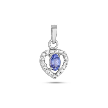 Tanzanite Heart Pendant Necklace: Sterling Silver December Birthstone