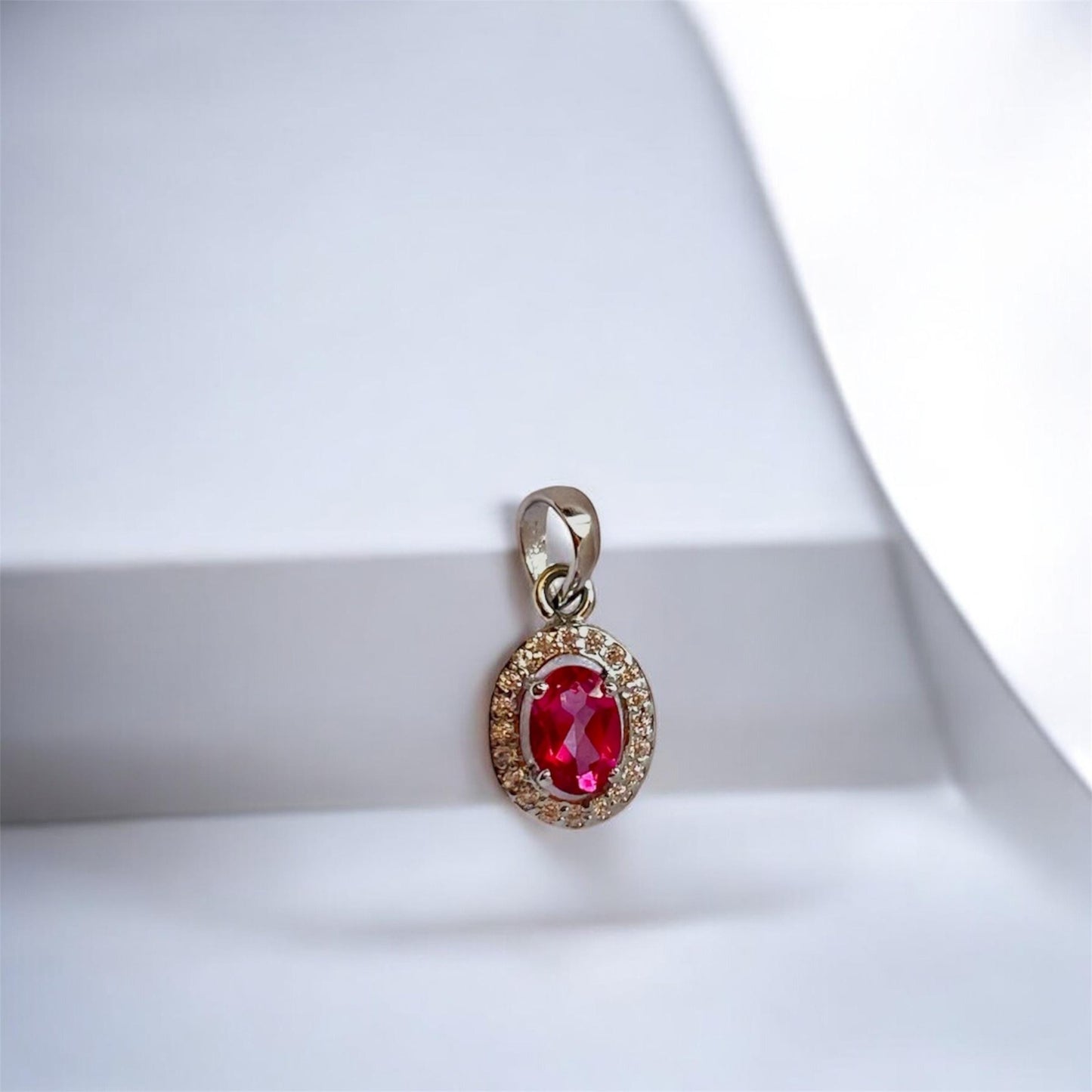 Pink Topaz Oval Pendant Necklace: 925 Sterling Silver