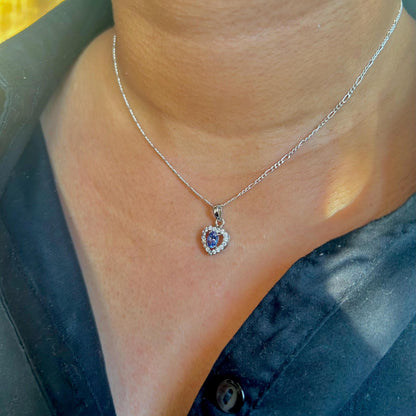 Tanzanite Heart Pendant Necklace: Sterling Silver December Birthstone