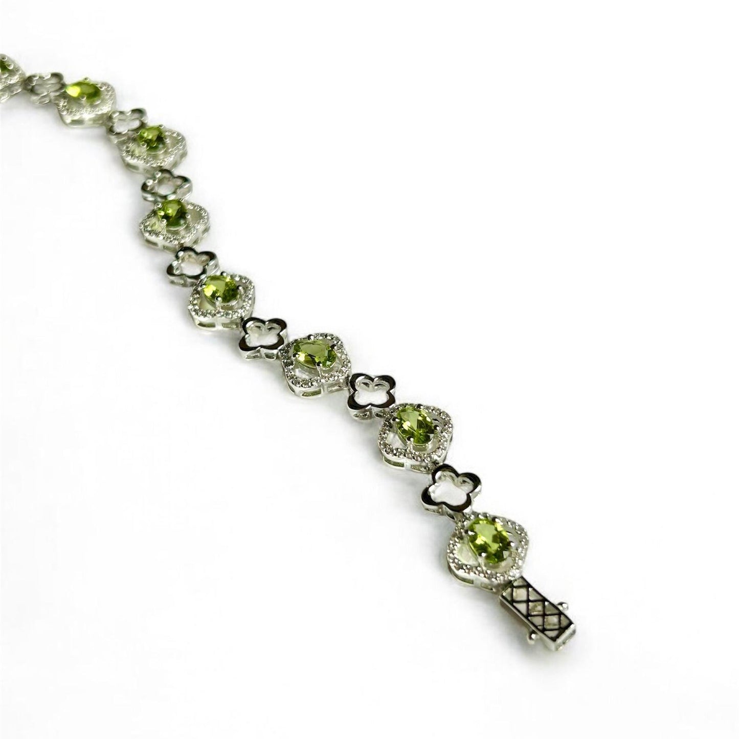 Natural Peridot Bracelet: 925 Sterling Silver