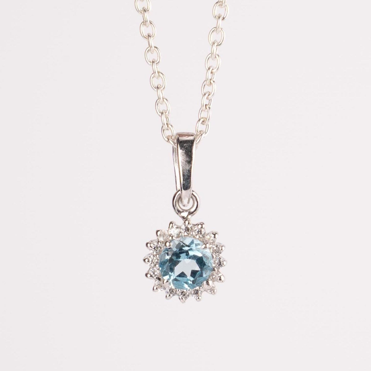 Oval Halo Gemstone Pendant - 925 Sterling Silver Birthstone Pendant Necklace