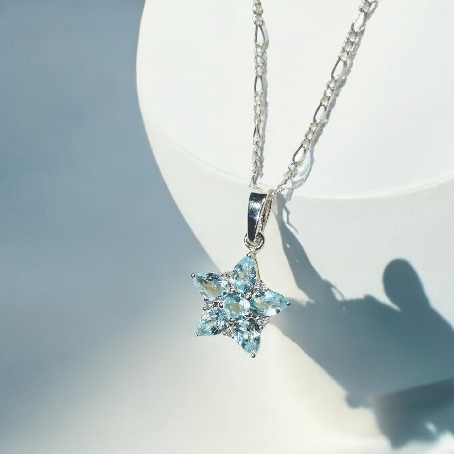 Sky Blue Topaz Star Pendant: 925 Sterling Silver