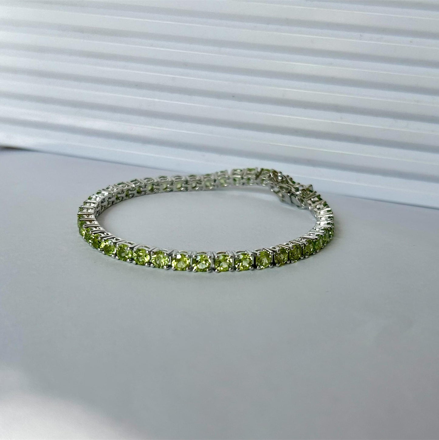 Peridot Tennis Bracelet: 925 Sterling Silver