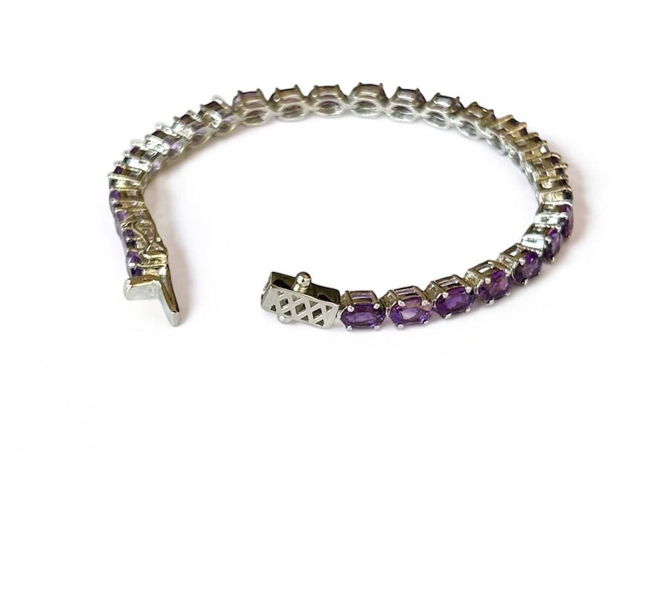 Amethyst Tennis Bracelet: 925 Sterling Silver