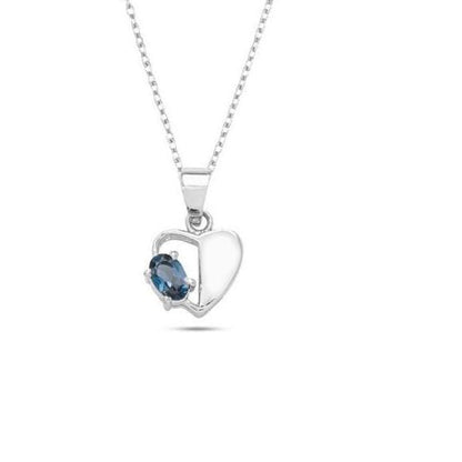 The Half Heart Gemstone Pendant – 925 Sterling Silver Necklace | Pink & Blue