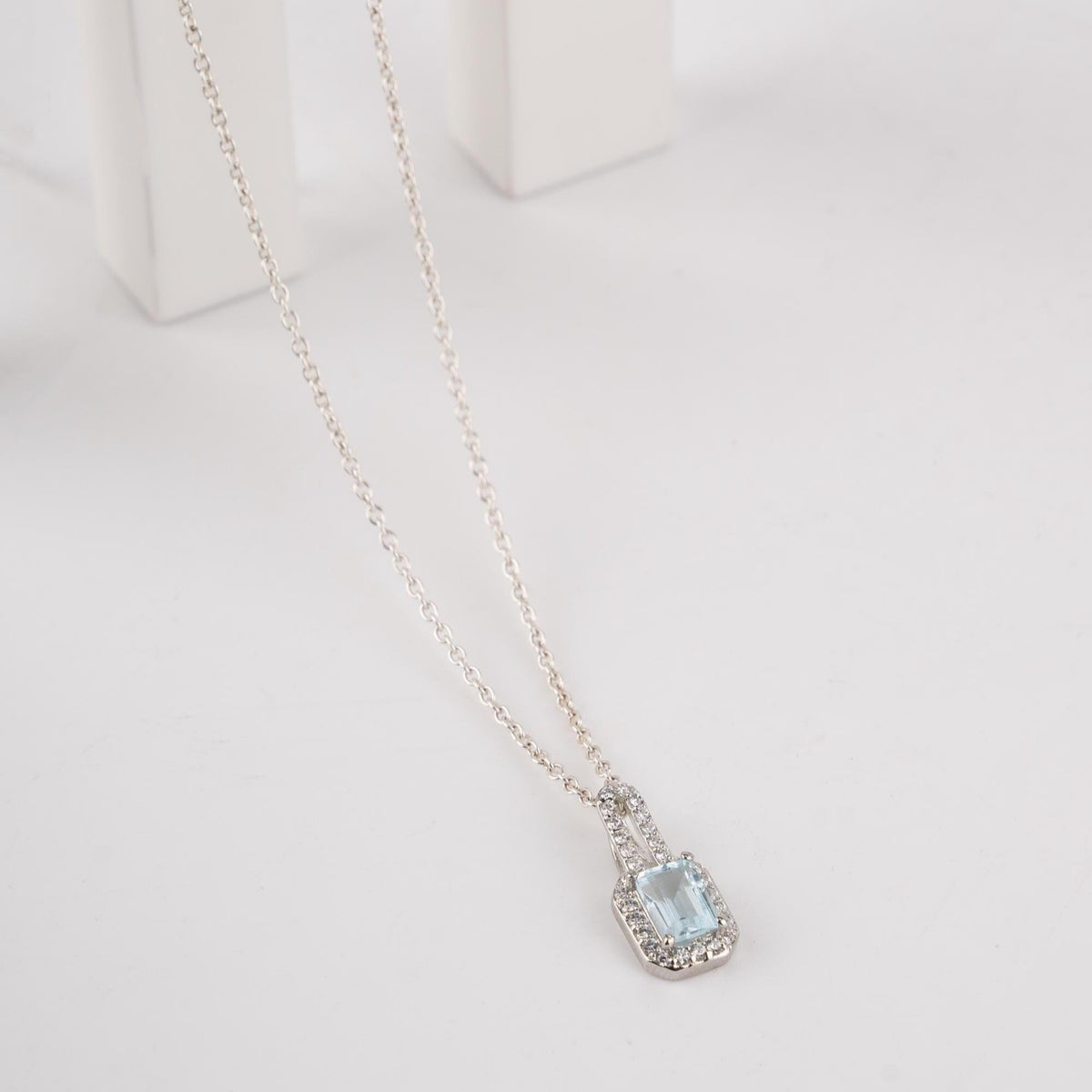 Dainty Emerald Cut Gemstone Necklace in 925 Sterling Silver