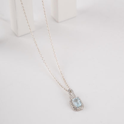 Dainty Emerald Cut Gemstone Necklace in 925 Sterling Silver