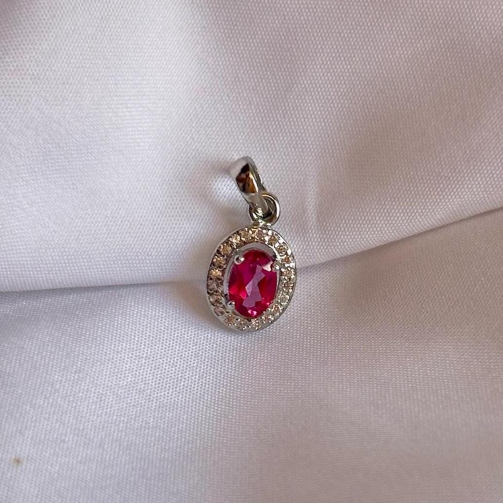 Pink Topaz Oval Pendant Necklace: 925 Sterling Silver