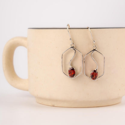 Natural Garnet Sterling Silver Earrings: January Birthstone Jewelry