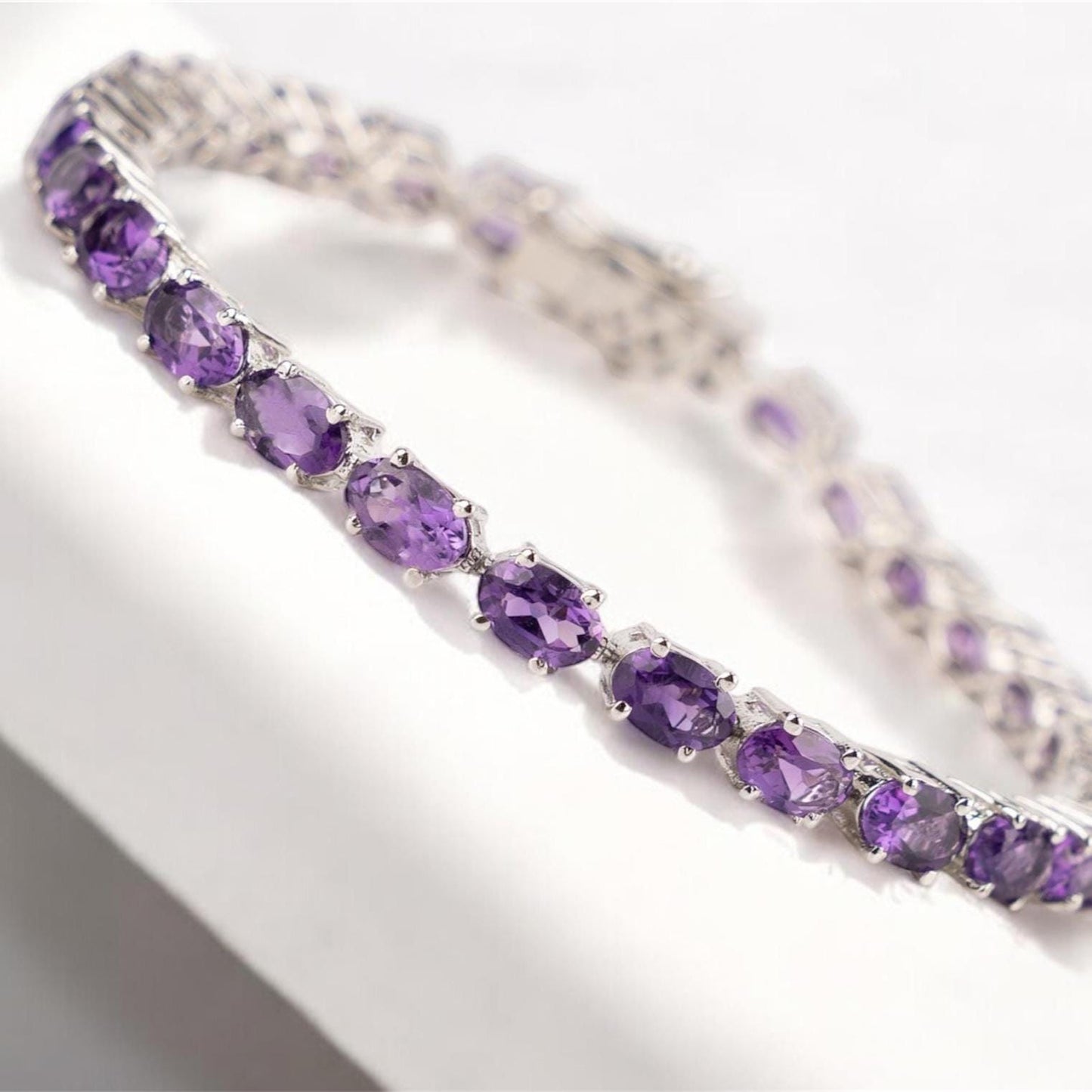 Amethyst Tennis Bracelet: 925 Sterling Silver