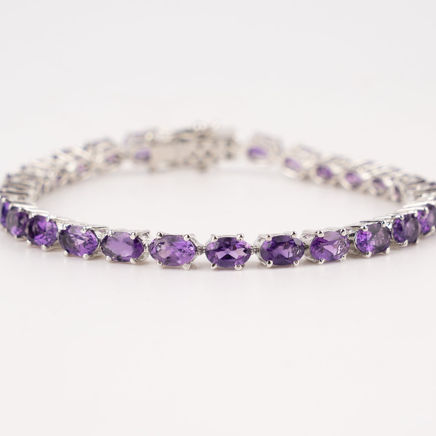 Amethyst Tennis Bracelet: 925 Sterling Silver