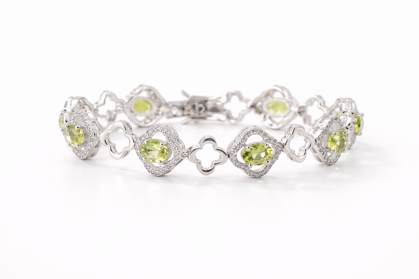 Natural Peridot Bracelet: 925 Sterling Silver